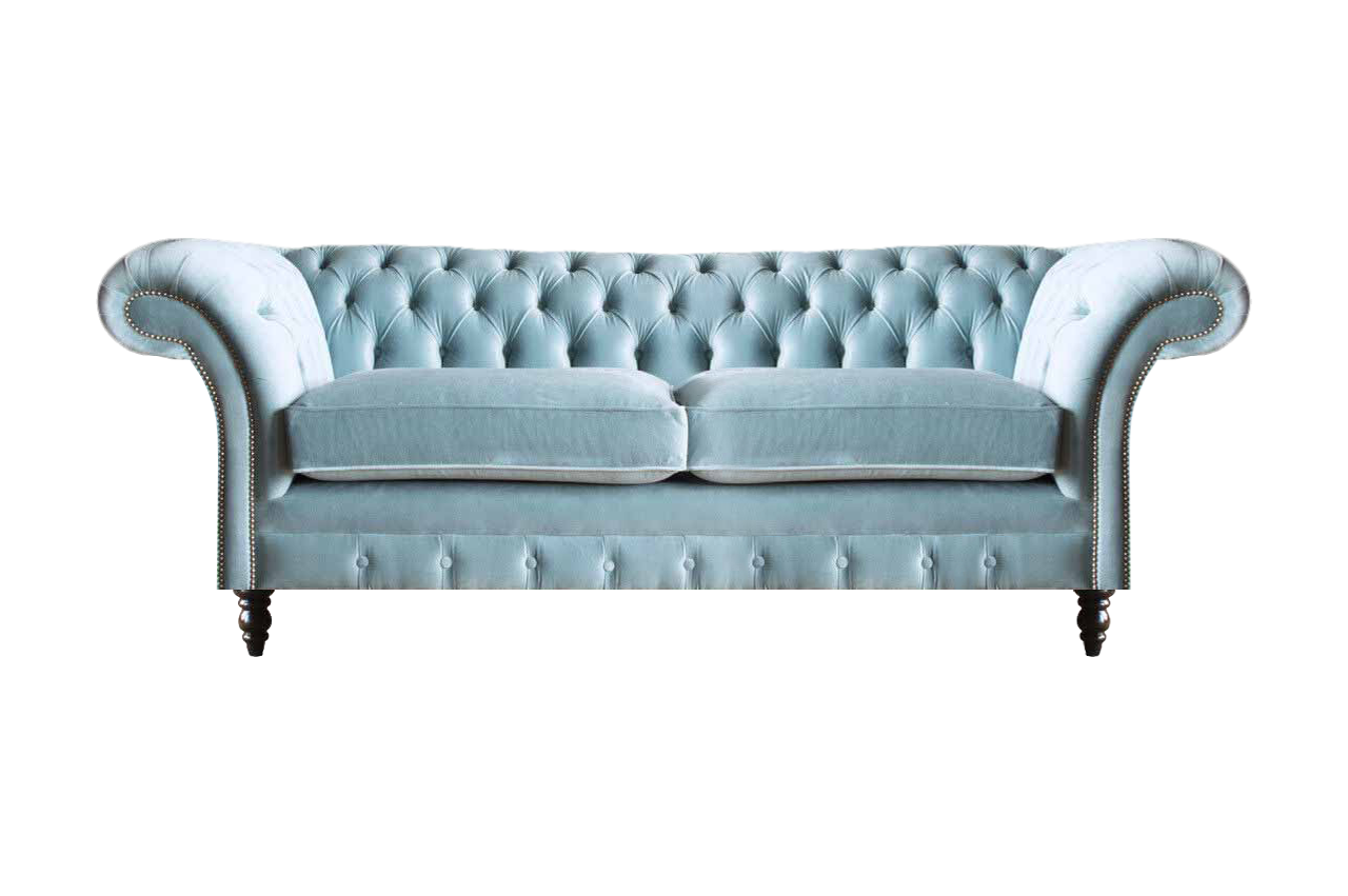 Hellblaue Edle Chesterfield Couch Designer Zweisitzer Stoffsofa Möbel