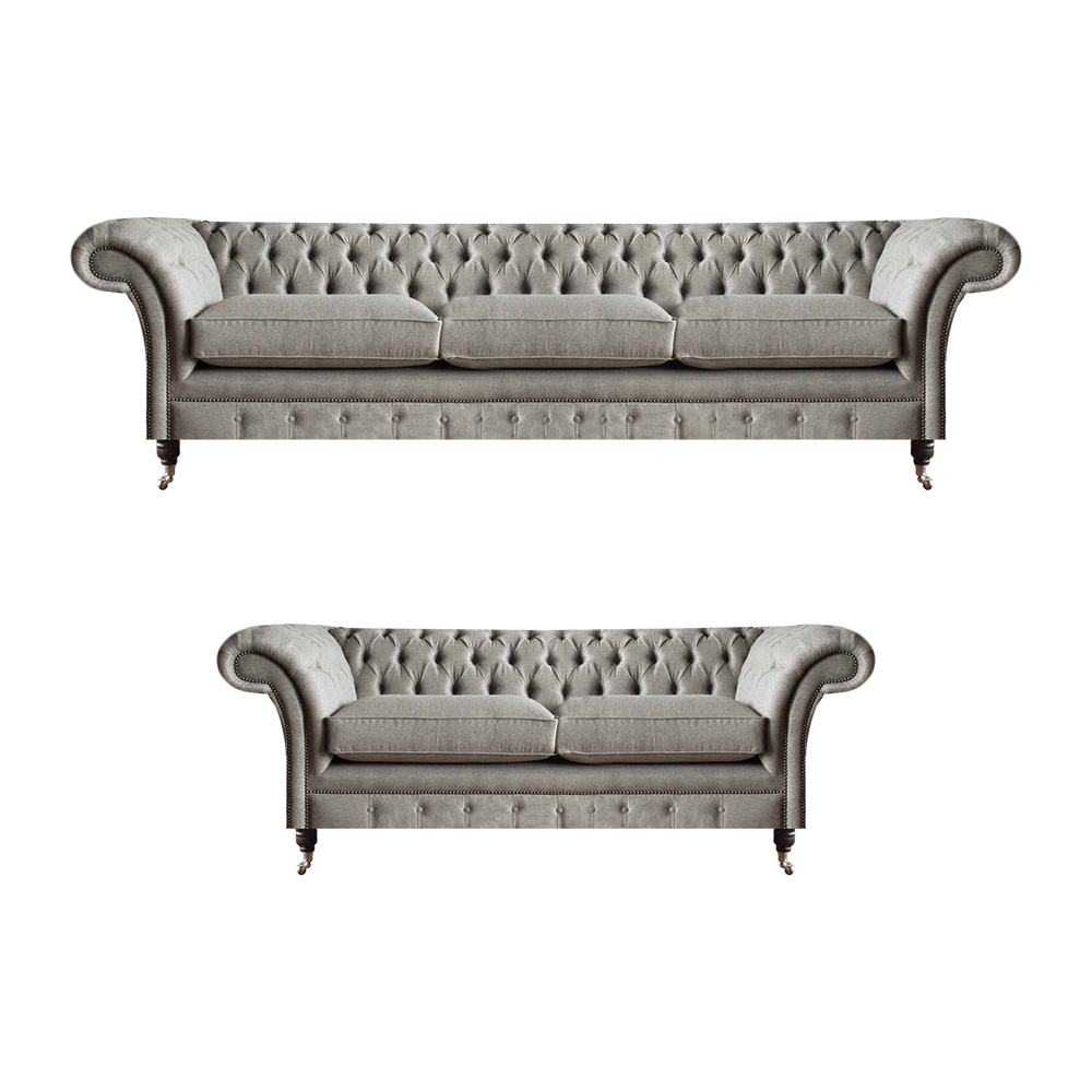Chesterfield Wohnzimmer Textilgarnitur Designer Dreisitzer 2-Sitzer 2tlg
