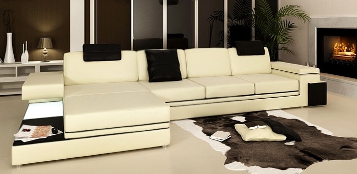 Design Ledersofa Sofa Couch Polster Wohnlandschaft Eck Garnitur Ecke Tachau BS