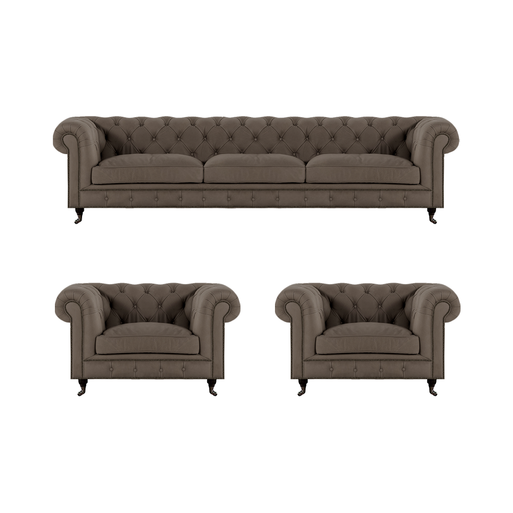 Graue Chesterfield Sitzmöbel Moderne Couchen Designer Textil Sofas 3tlg