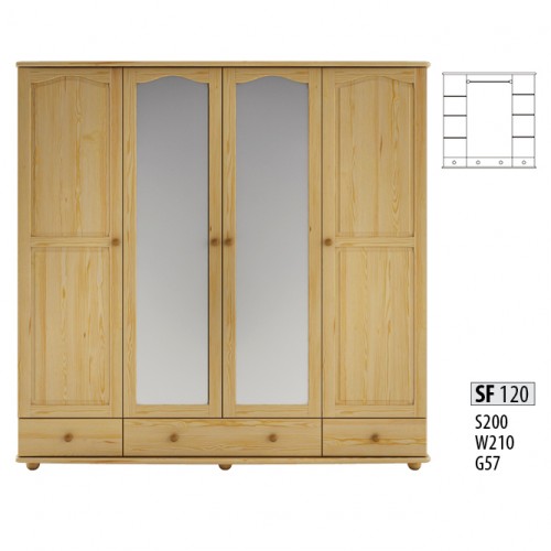 Kleiderschrank Schlafzimmer Holz Schrank Echte Handarbeit Vollholz Schrank 4trg.