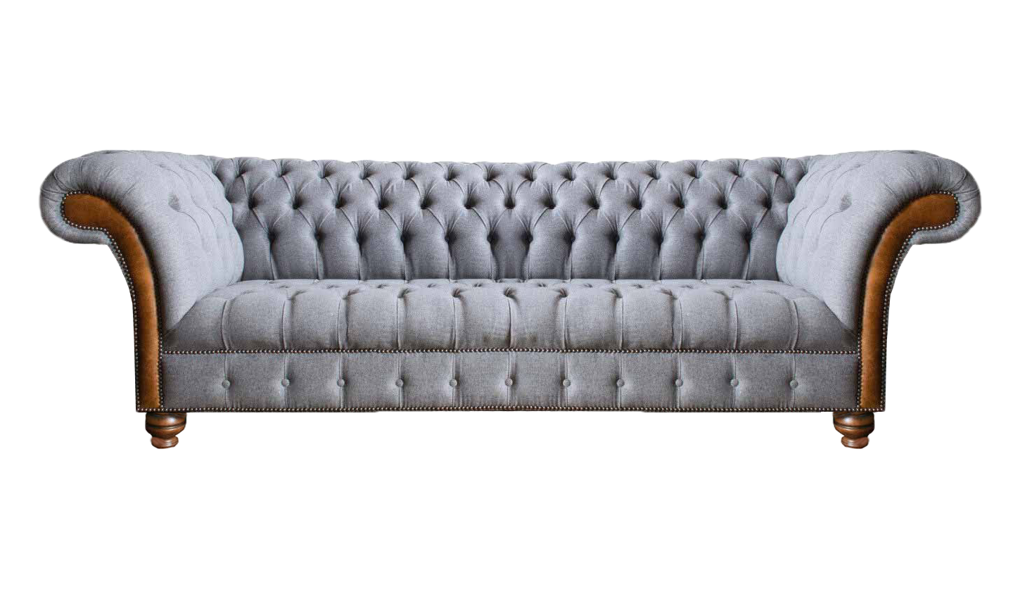 Hellgraues Chesterfield Polstersofa Wohnzimmer Designer Couch 4-Sitzer