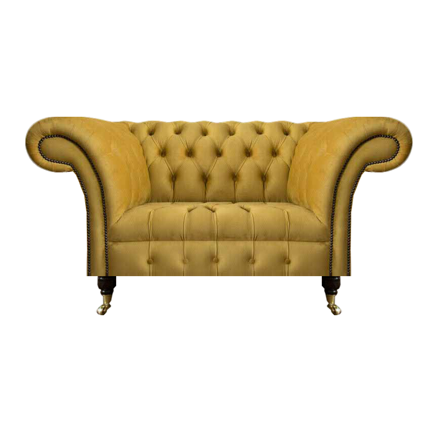 Chesterfield Designer Zweisitzer Sofa Couch Wohnzimmer Luxus Gelb Polstersofa
