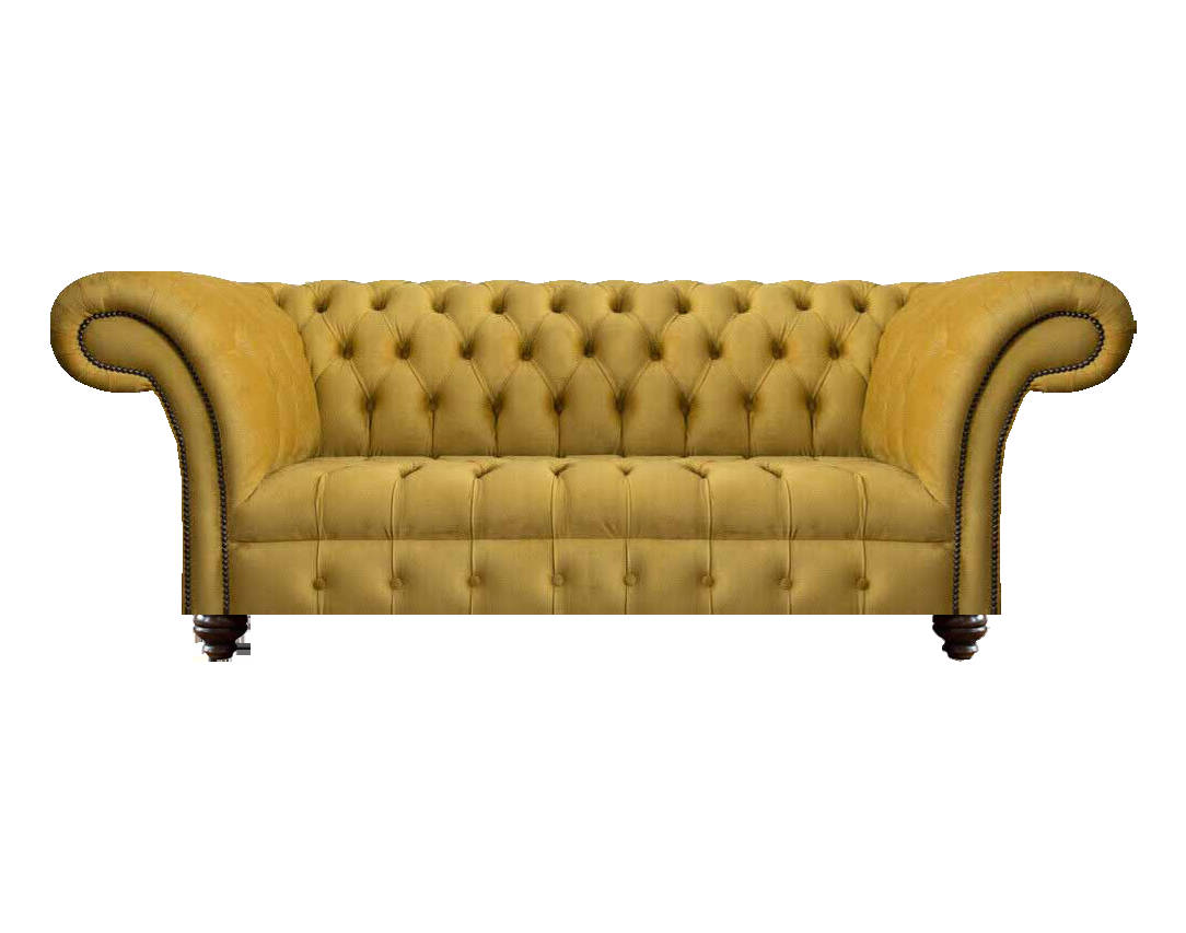 Moderne Chesterfield Gelbe 3-Sitzer Couch Edle Wohnzimmer Textil Sofas