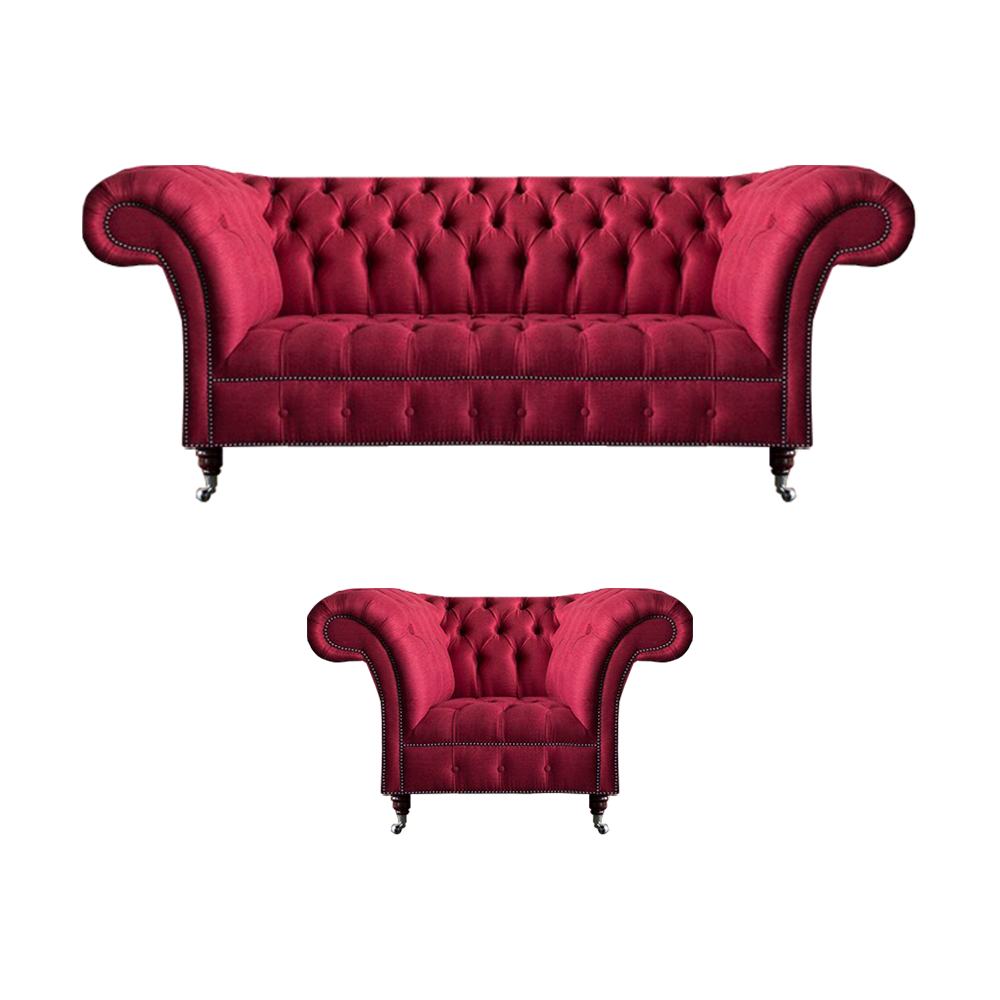 Wohnzimmer Rosa Chesterfield Couch Sitzmöbel Edle Couchen Sessel 2tlg
