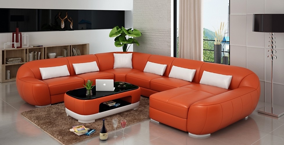 Modernes Ledersofa mit USB Ecksofa Wohnlandschaft Sitz Polster Couch Garnitur
