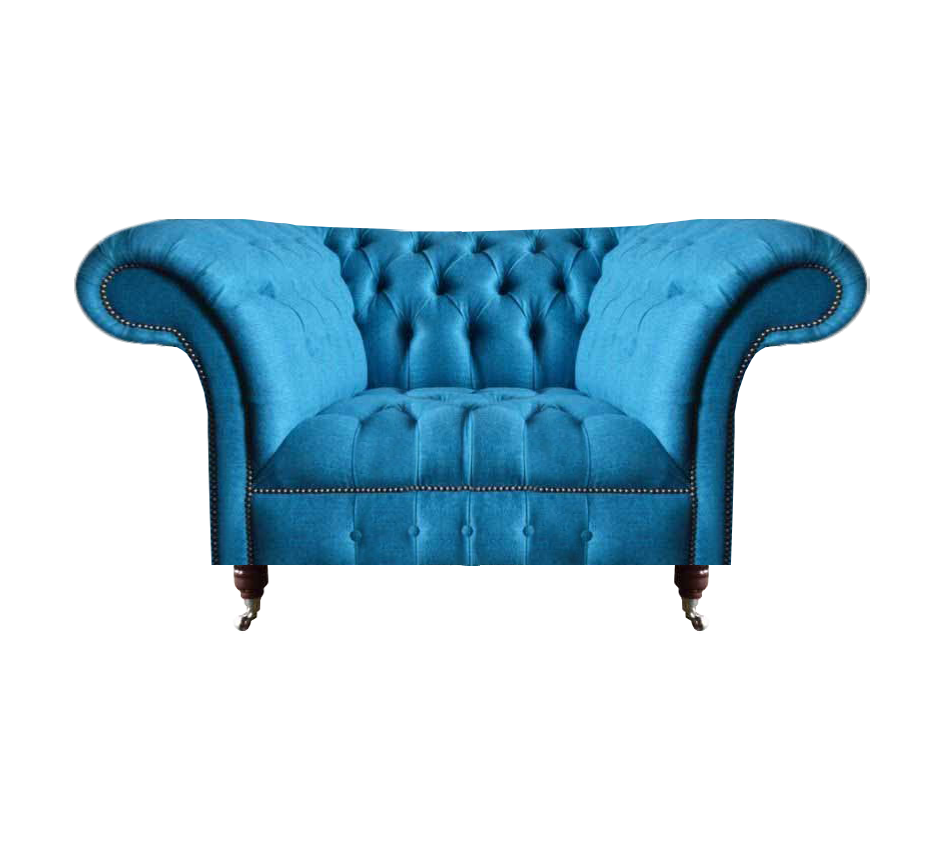 Hellblauer Chesterfield Sessel Polstersessel Wohnzimmer Edler Einsitzer