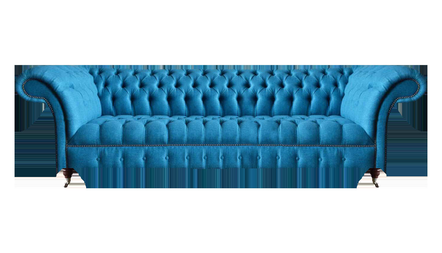 Chesterfield Stilvolle Wohnzimmer Hellblaue Viersitzer Couch Textil Sofa