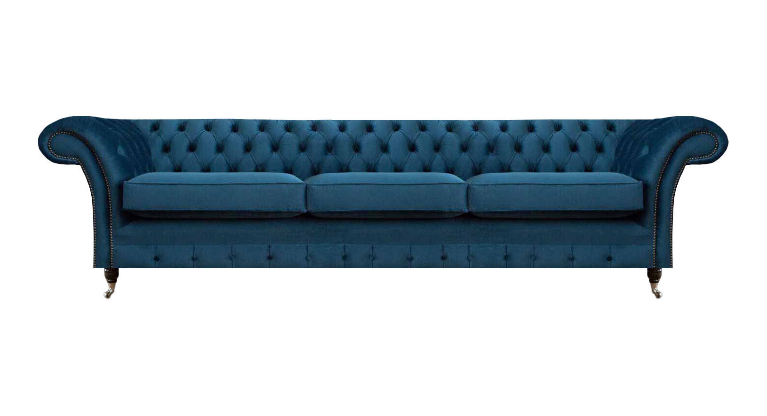 Blaue Chesterfield Polstercouch Moderne Textilsofas Wohnzimmer Möbel