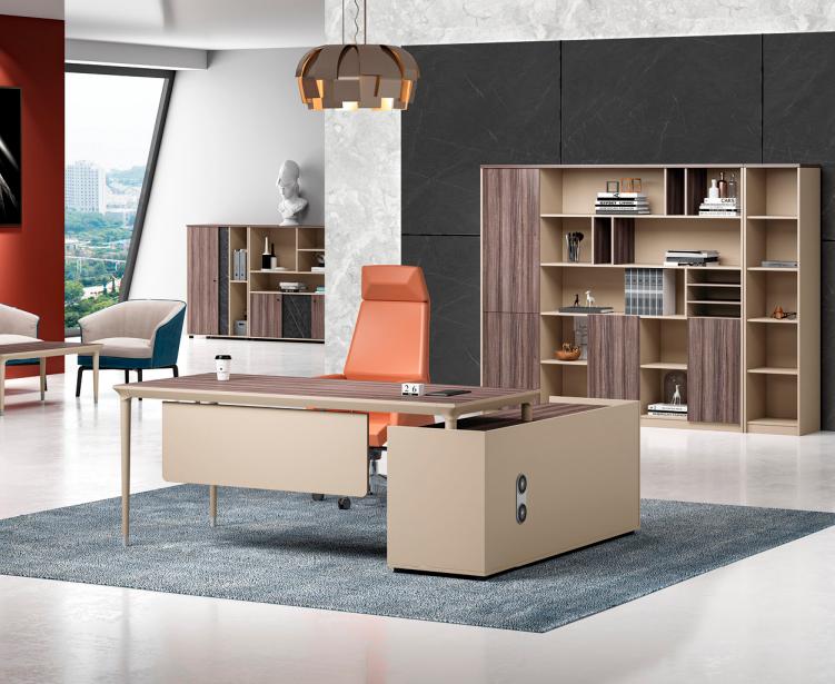 Garnitur Ecke Bürotisch Schrank Büromöbel Holz Beige Schreibtisch Set