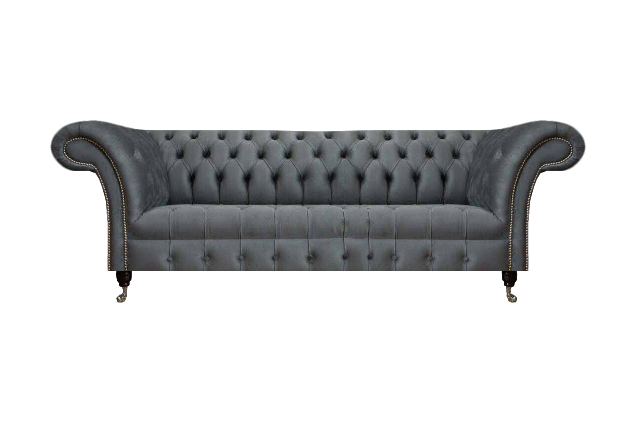 Graues Chesterfield Polstersofa Wohnzimmer Designer Sitzmöbel Couchen