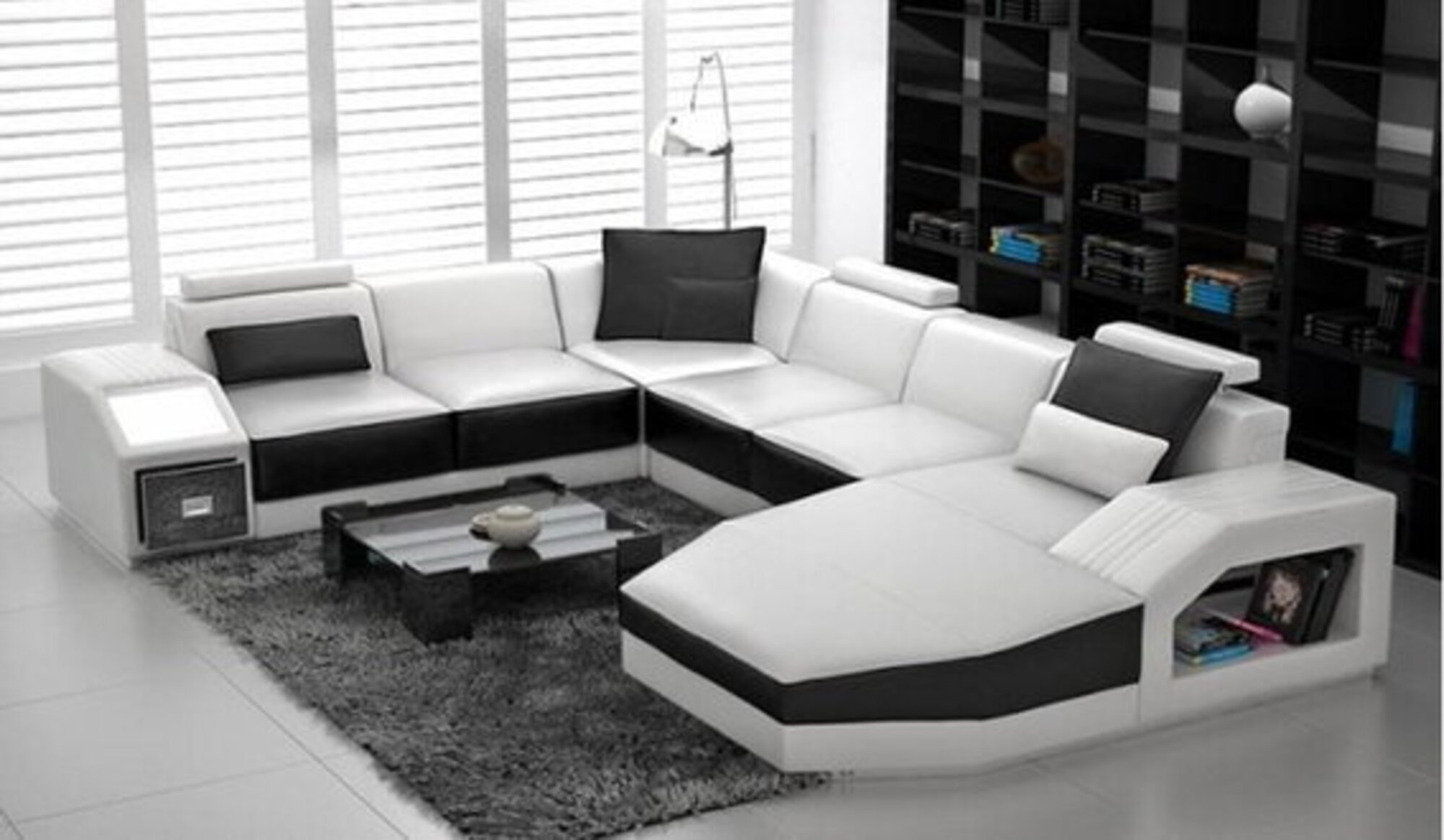 Wohnlandschaft Ecksofa Design Sofa Couch Polster Sitz Ecke U Form Weiß PHM110