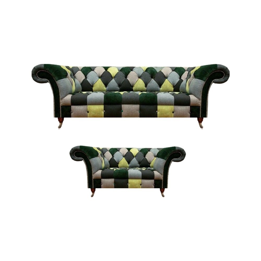 Wohnzimmer Mehrfarbig Sofa Komplett 2x Sofas Neu Modern Einrichtung Chesterfield