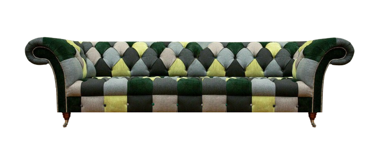 Modern Sofa Viersitzer Mehrfarbig Wohnzimmer Couch Sitzmöbel Textil Chesterfield