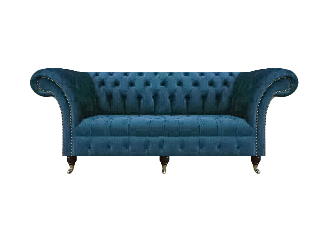 Blau Textil Chesterfield Dreisitze Sofa Couch Sitzmöbel Designer Modern Neu