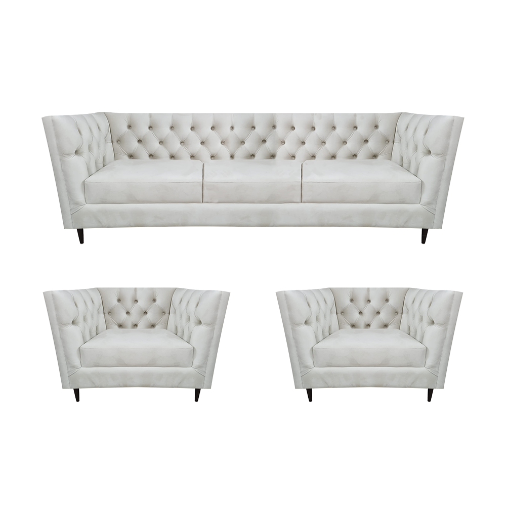 Ledersofas Polstermöbel Design Komplett 3tlg Chesterfield Wohnzimmer