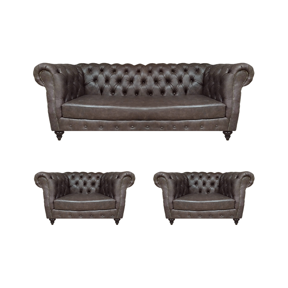 Modern Design Set 3tlg Chesterfield Wohnzimmer 2x Sessel Einrichtung