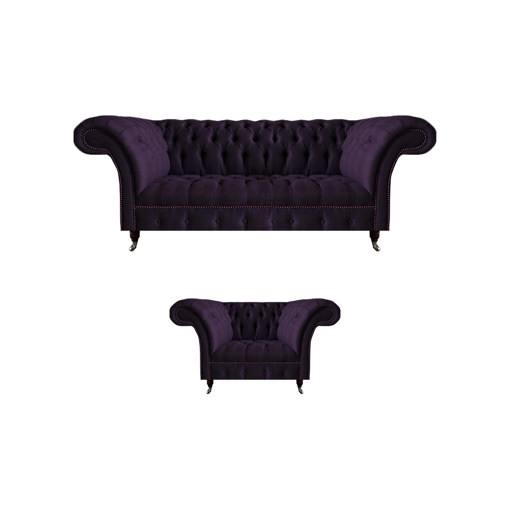 Luxus Designer Lila Garnitur Einrichtung Dreisitze Sofa Neu Sessel Chesterfield