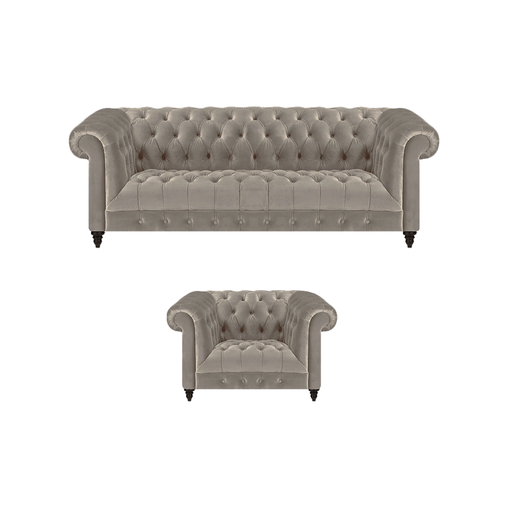 Wohnzimmer Luxus Set 2tlg Grau Einrichtung Polstermöbel Chesterfield Neu