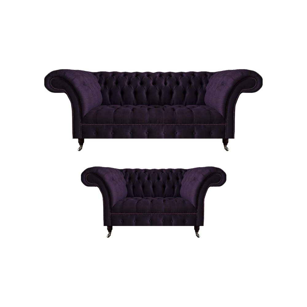 Luxus Lila 2x Sofas Einrichtung Wohnzimmer Garnitur Polstermöbel Chesterfield