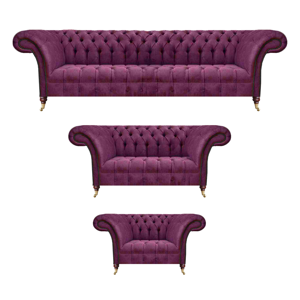 Polstermöbel Wohnzimmer Set 3tlg Luxus Sofagarnitur Einrichtung Chesterfield
