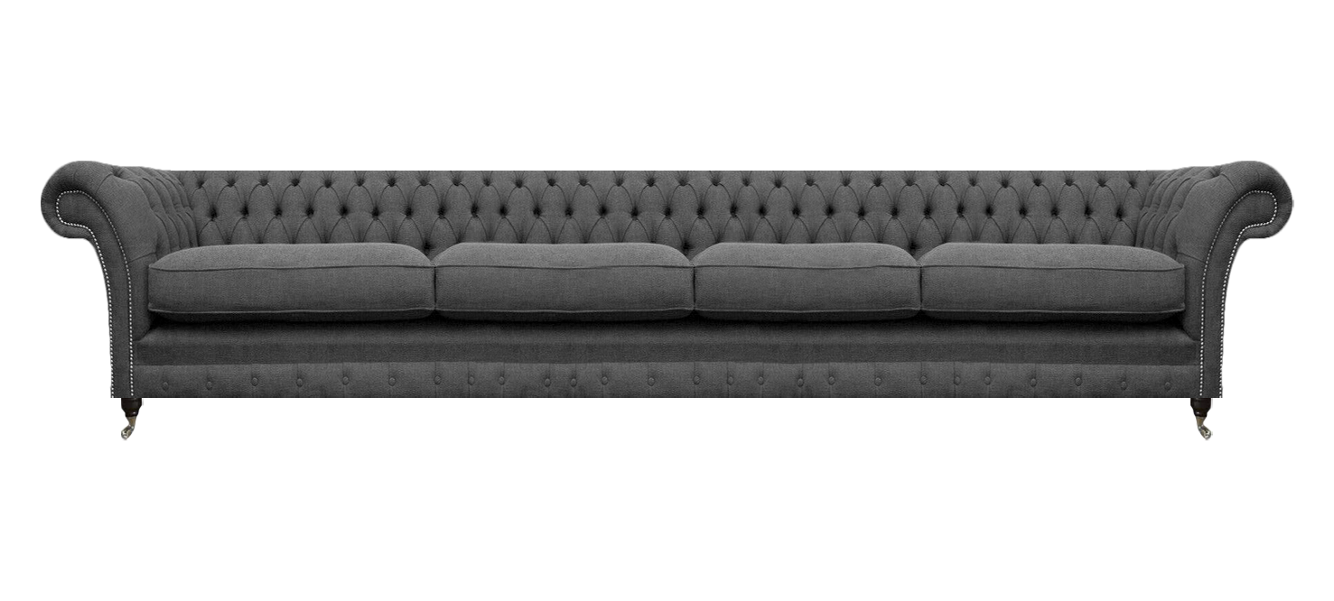 Sofa Viersitzer Couch Chesterfield Grau Polstermöbel Wohnzimmer Chesterfield
