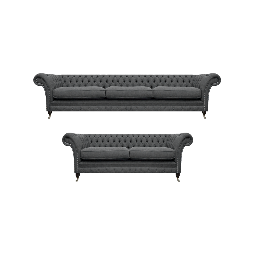 Wohnzimmer Grau Komplett Sofas Luxus Chesterfield Sofagarnitur Textil Möbel