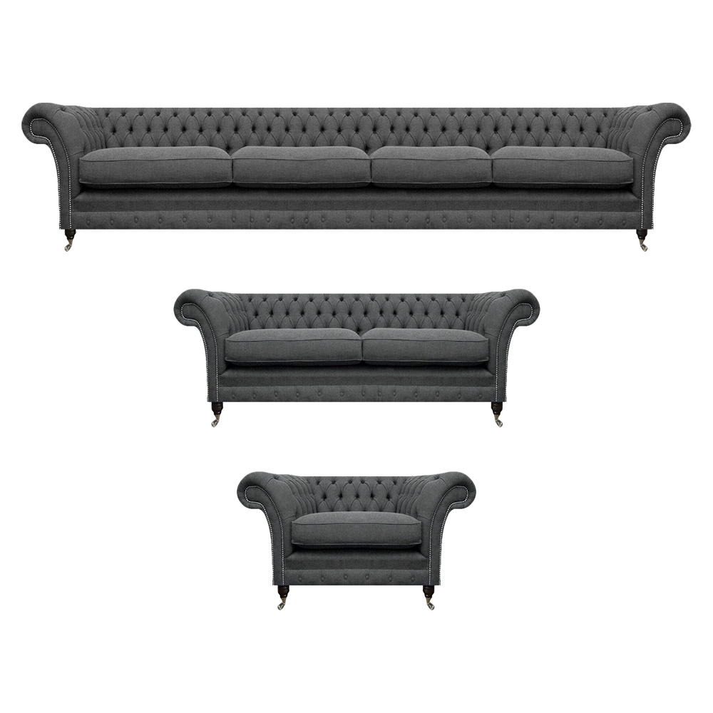 Luxus Set 3tlg Polstermöbel Sofas Komplett Chesterfield Wohnzimmer Sofagarnitur