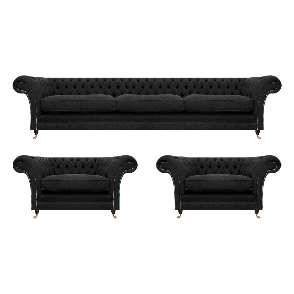 Designer Möbel Schwarz Sofagarnitur 3tlg Wohnzimmer Sofas Chesterfield