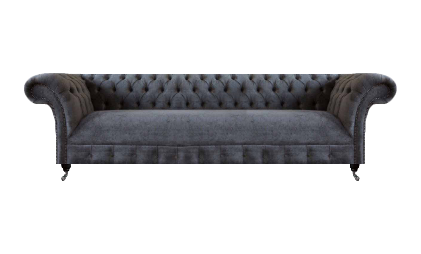 Textil Möbel Sofa Viersitzer Couch Grau Chesterfield Wohnzimmer Einrichtung