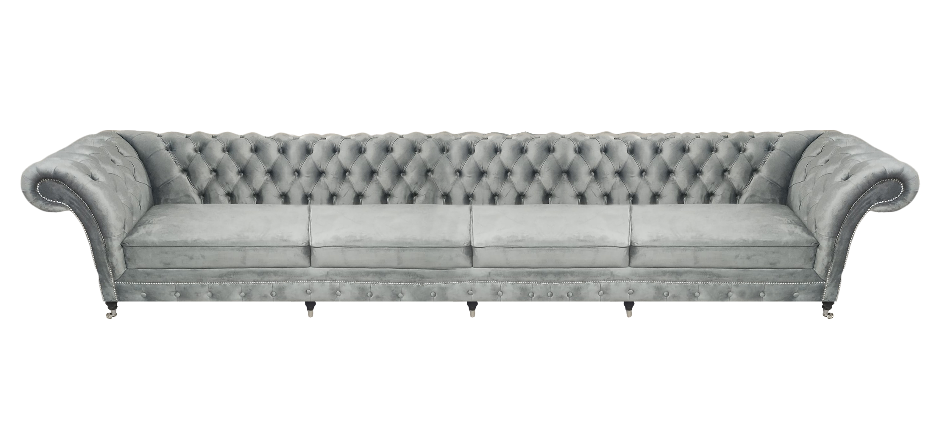 Viersitzer Sofa Couch Designer Grau Polstermöbel Luxus Wohnzimmer Chesterfield