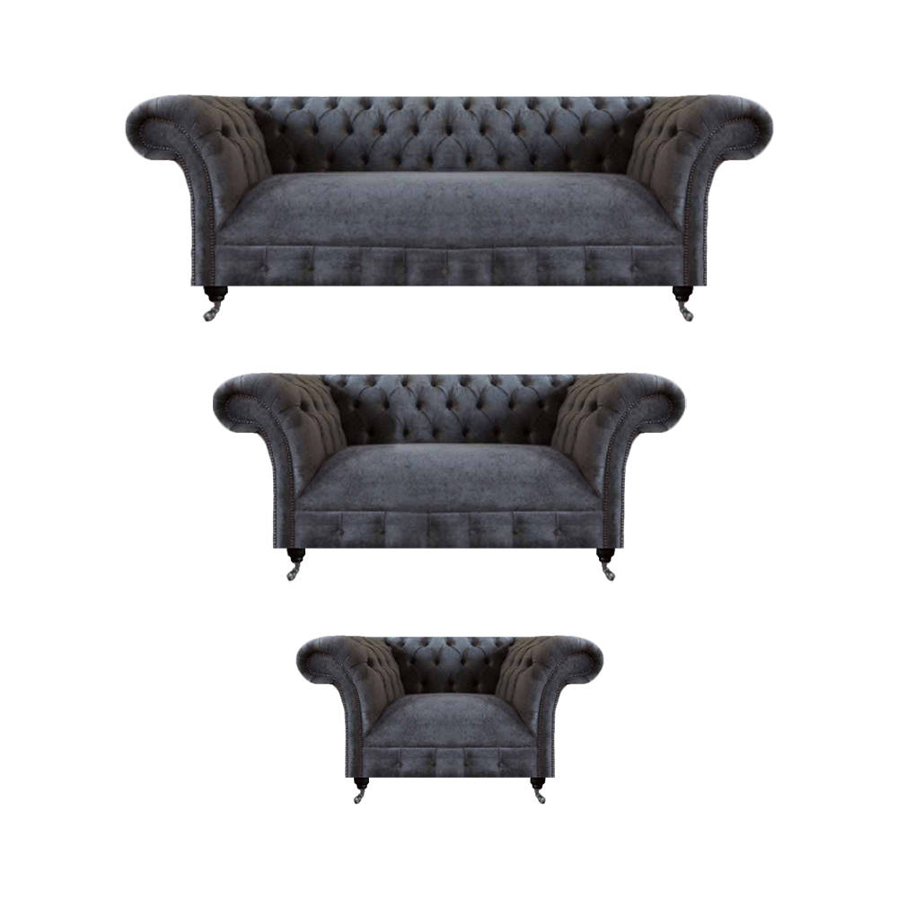 Wohnzimmer Grau Möbel 2x Sofas Einrichtung Sessel Neu Sofagarnitur Chesterfield