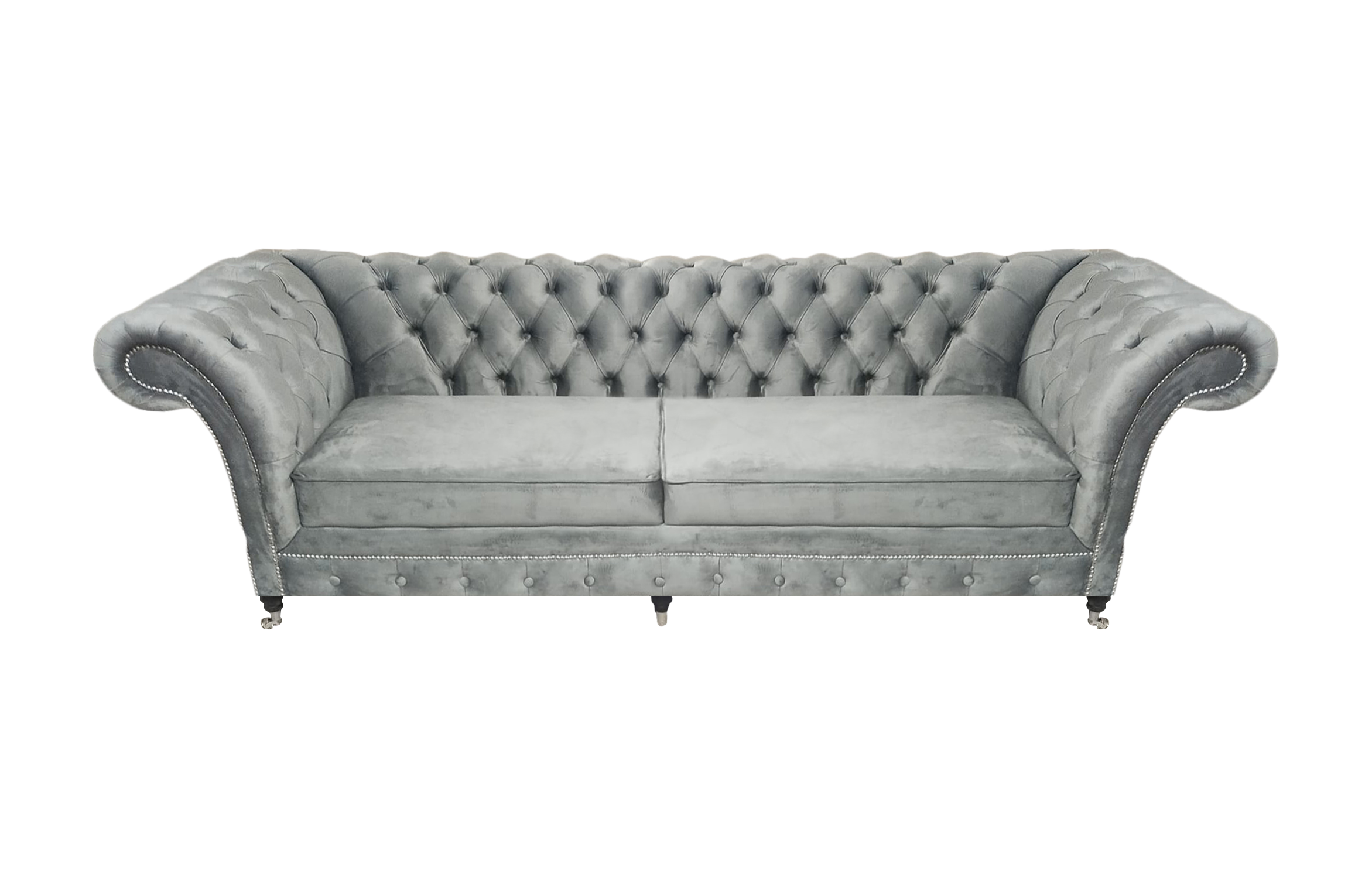 Polstermöbel Grau Sofa Zweisitzer Couch Designer Wohnzimmer Möbel Chesterfield