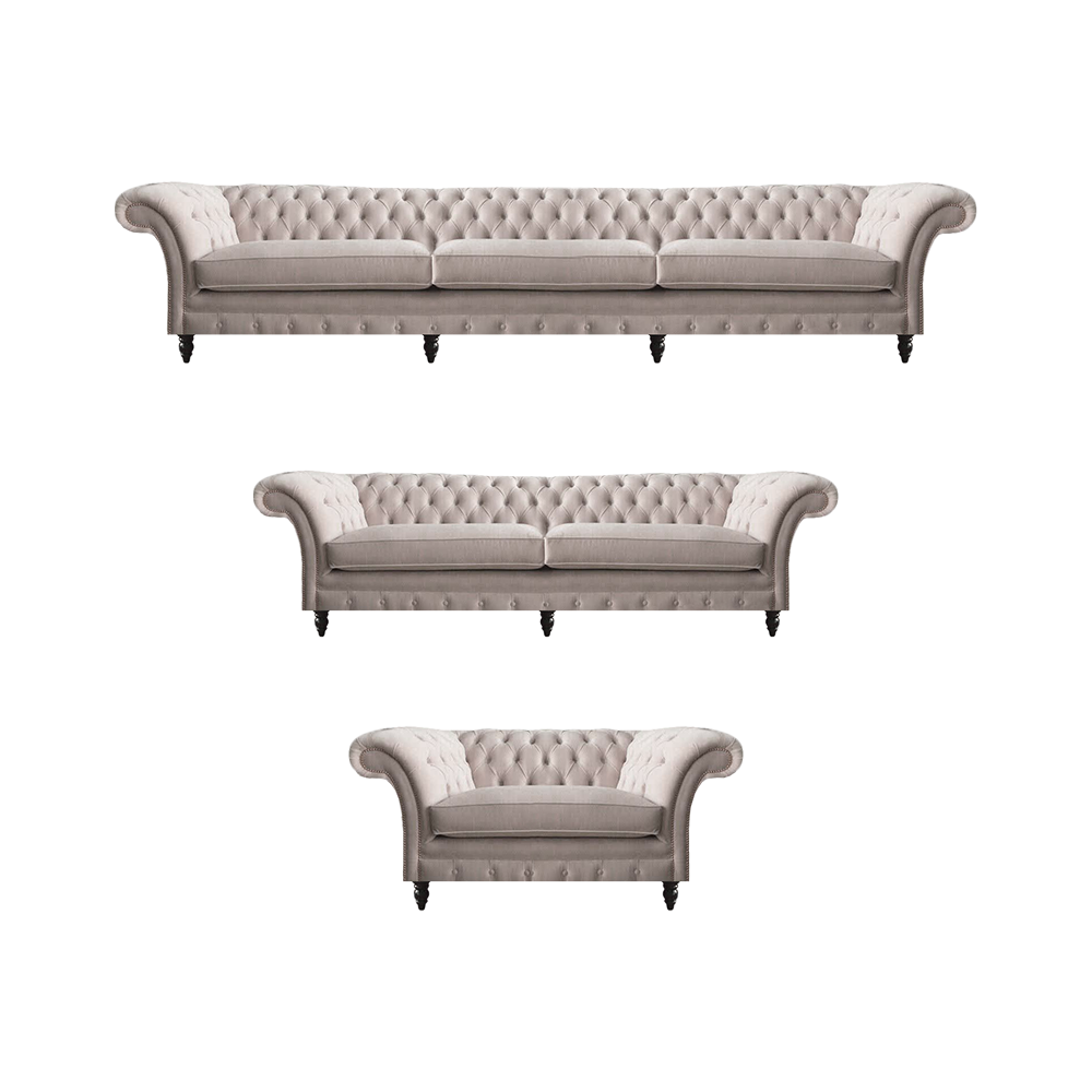 Wohnzimmer Einrichtung 2x Sofas Luxus Polstermöbel Sessel Chesterfield