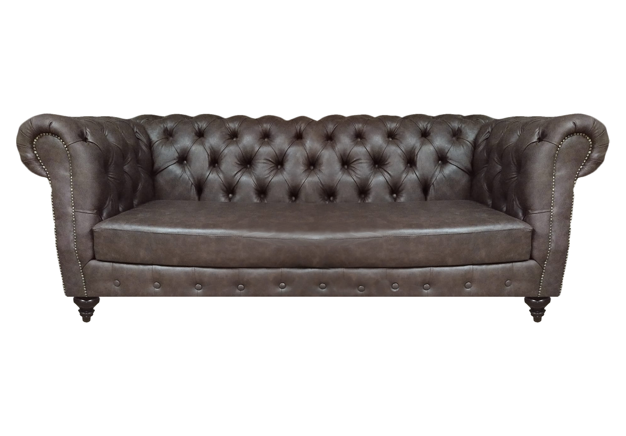 Braun Leder Sofa Dreisitze Couch Einrichtung Wohnzimmer Chesterfield