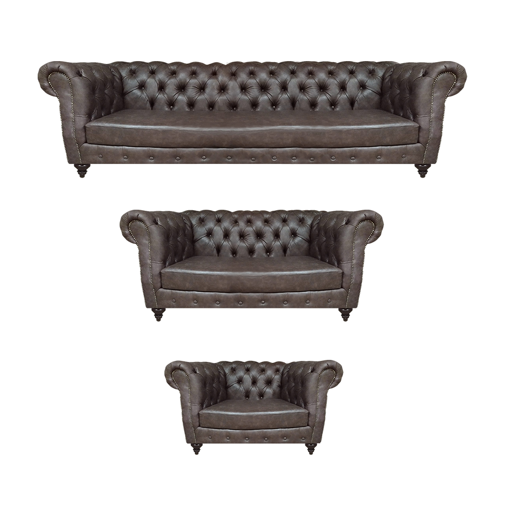 Wohnzimmer Sofa Set 3tlg Polstermöbel Braun Komplett Modern Sofas Chesterfield