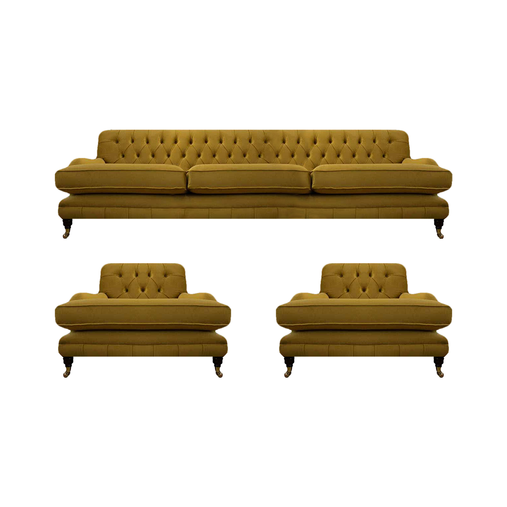 Chesterfield Modern Gelb Sofa Set 3tlg Einrichtung Wohnzimmer Möbel Sitz
