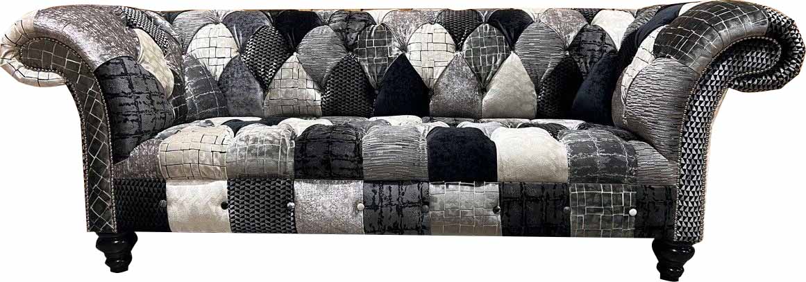 Sofa 3 Sitz Samt Stoff Dreisitzer Sofas Luxus Wohnzimmer Chesterfield