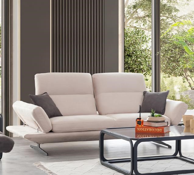 Sofa 3 Sitzer Polstersofa beige Textil Sitz Design Couch Sofas Stoff Modern