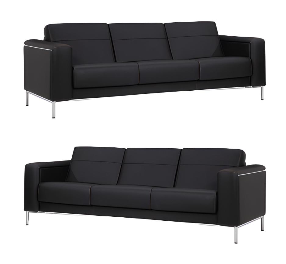 Sofa 3-Sitzer Polster Designer Couchen 2x Sofas 3-Sitzer Leder Garnitur