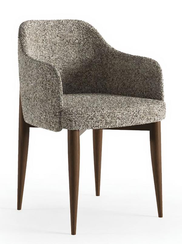 Elegant Beige Stuhl Holz Komfortabel Stuhl Esszimmer Möbel Textil Lehnstuhl