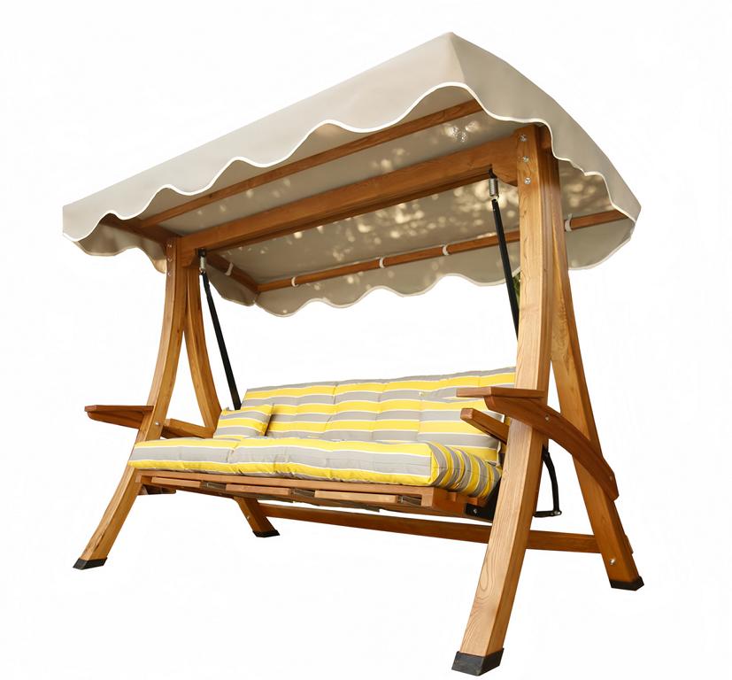 Braun-Beige Gartenschaukel Luxuriöse Schaukel Outdoor Vordach Sitzmöbel Neu