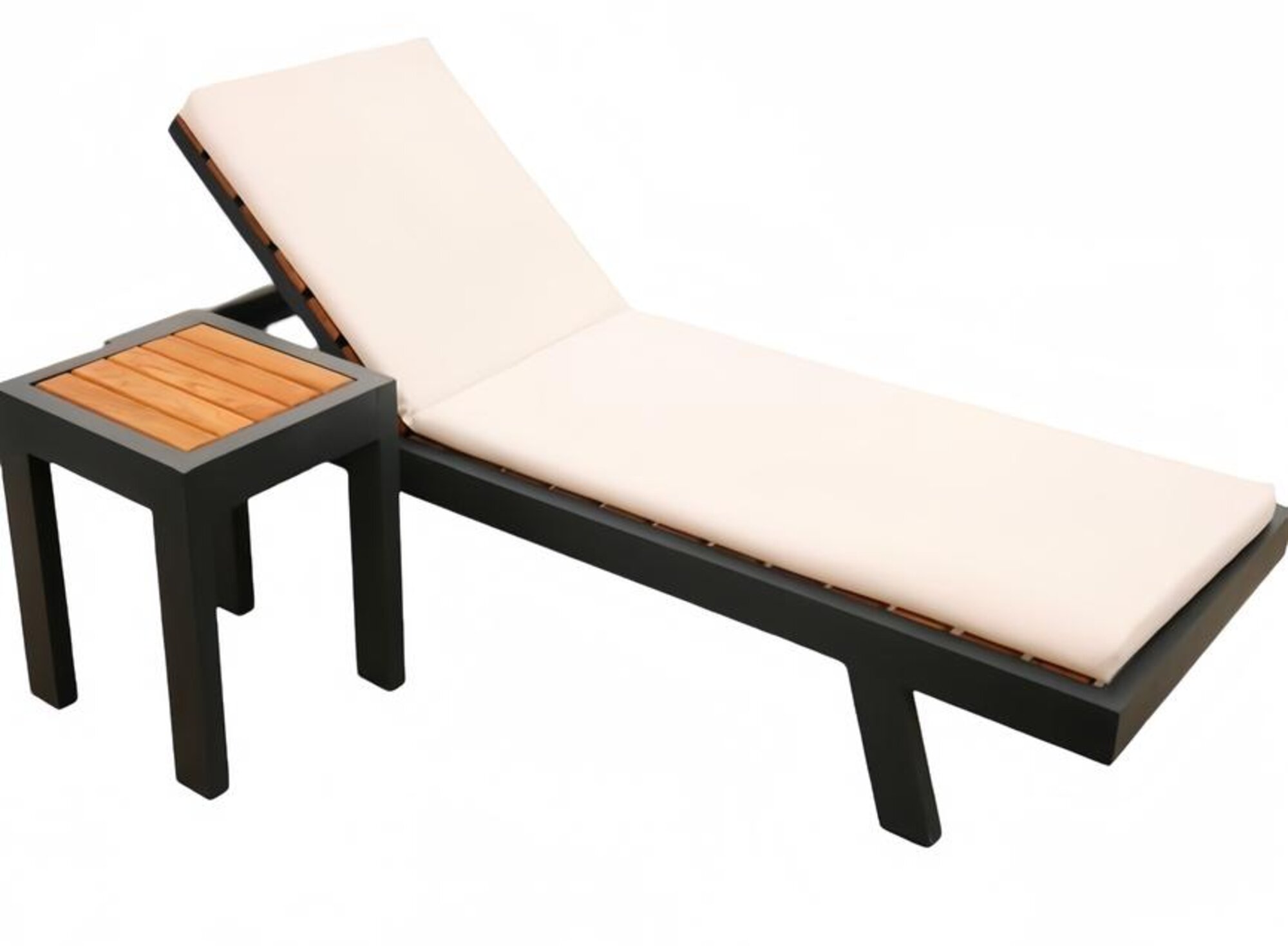 Klassische Chaiselongue+Couchtisch Modern Luxus Garten Möbel Schwarz mit Kissen