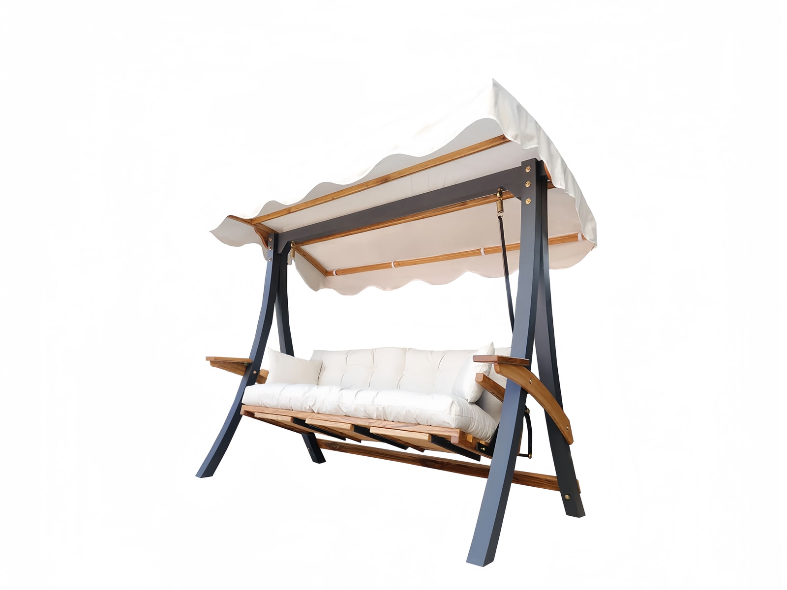 Schwarz Mit Weißen Kissen Gartenschaukel Luxuriöse Outdoor Polster Moderne Neu