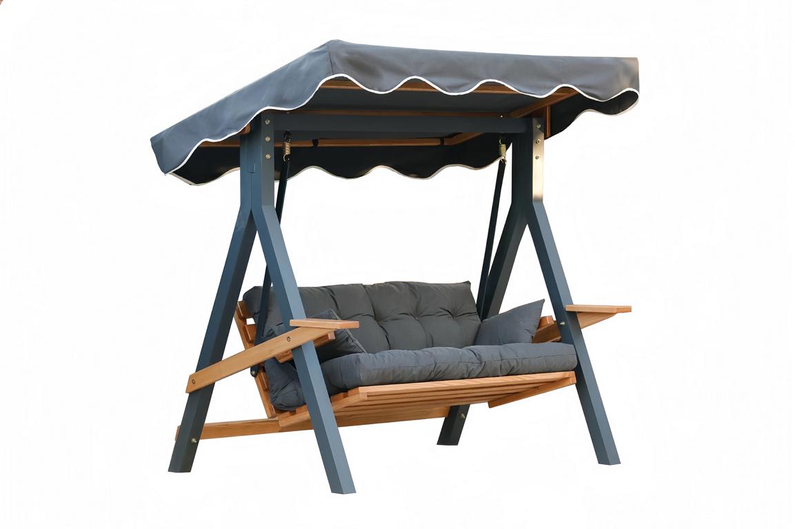 Grau Gartenschaukel Luxuriöse Schaukel Outdoor Vordach Sitzmöbel 210 cm Neu