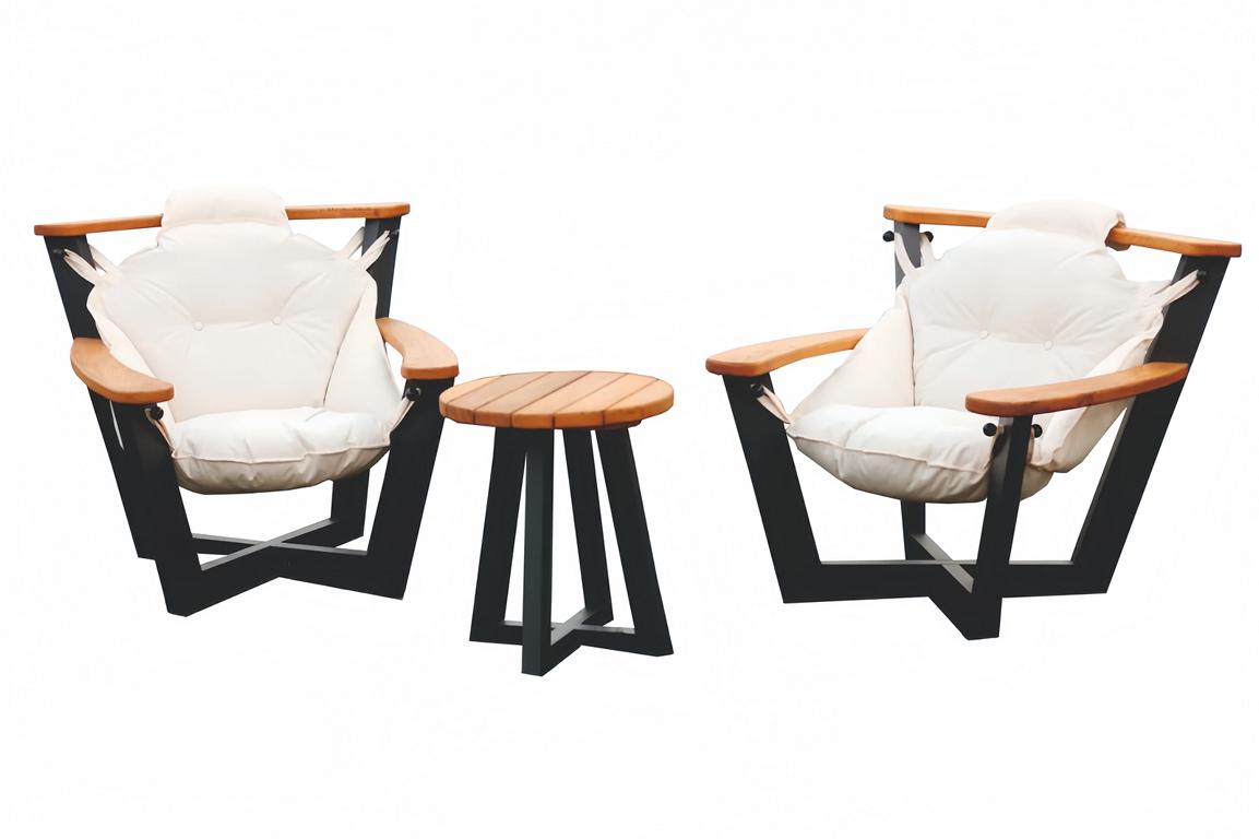 Schwarz Braun Sessel Set Gartenmöbel Polster Sitzmöbel 3tlg Outdoor