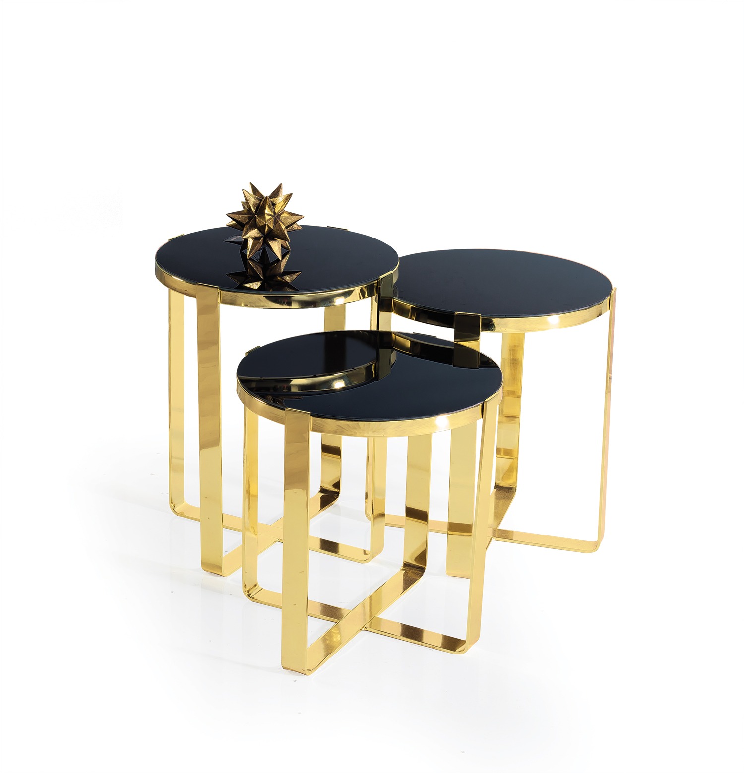 Gruppe Beistelltische Kaffeetische Sofatische 3tlg Couchtische Gold