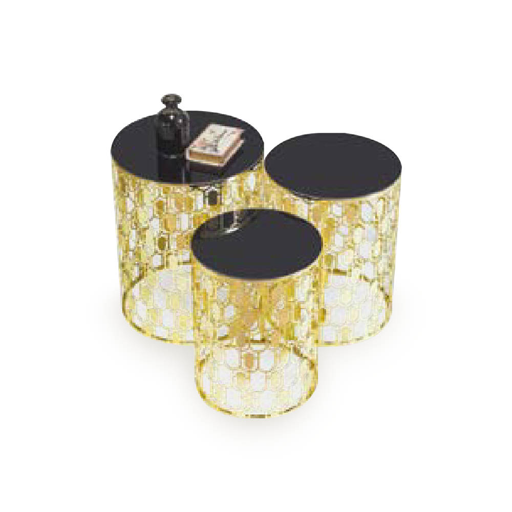 Gruppe Beistelltische Kaffeetische Sofatische 3tlg Couchtische Gold