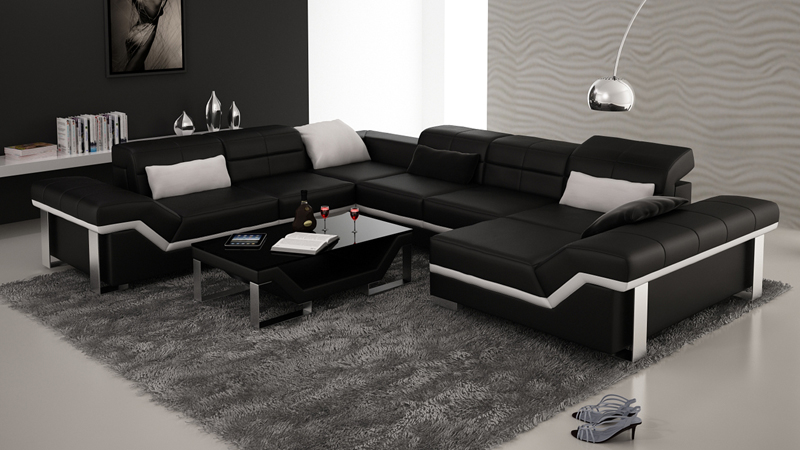 Moderne Sitzecke Ledersofa Ecksofa Sofa Polster Couch Wohnlandschaft Eckgarnitur