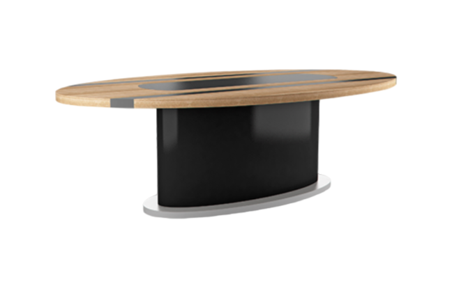 Oval Besprechungstisch Arbeitszimmer Chef Exclusive Büro CEO Helles Holz Modern